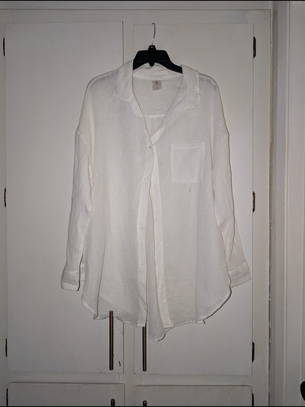 Shade & Shore White Lightweight Button-Front Blouse